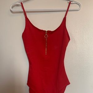 Red Zip Bodysuit